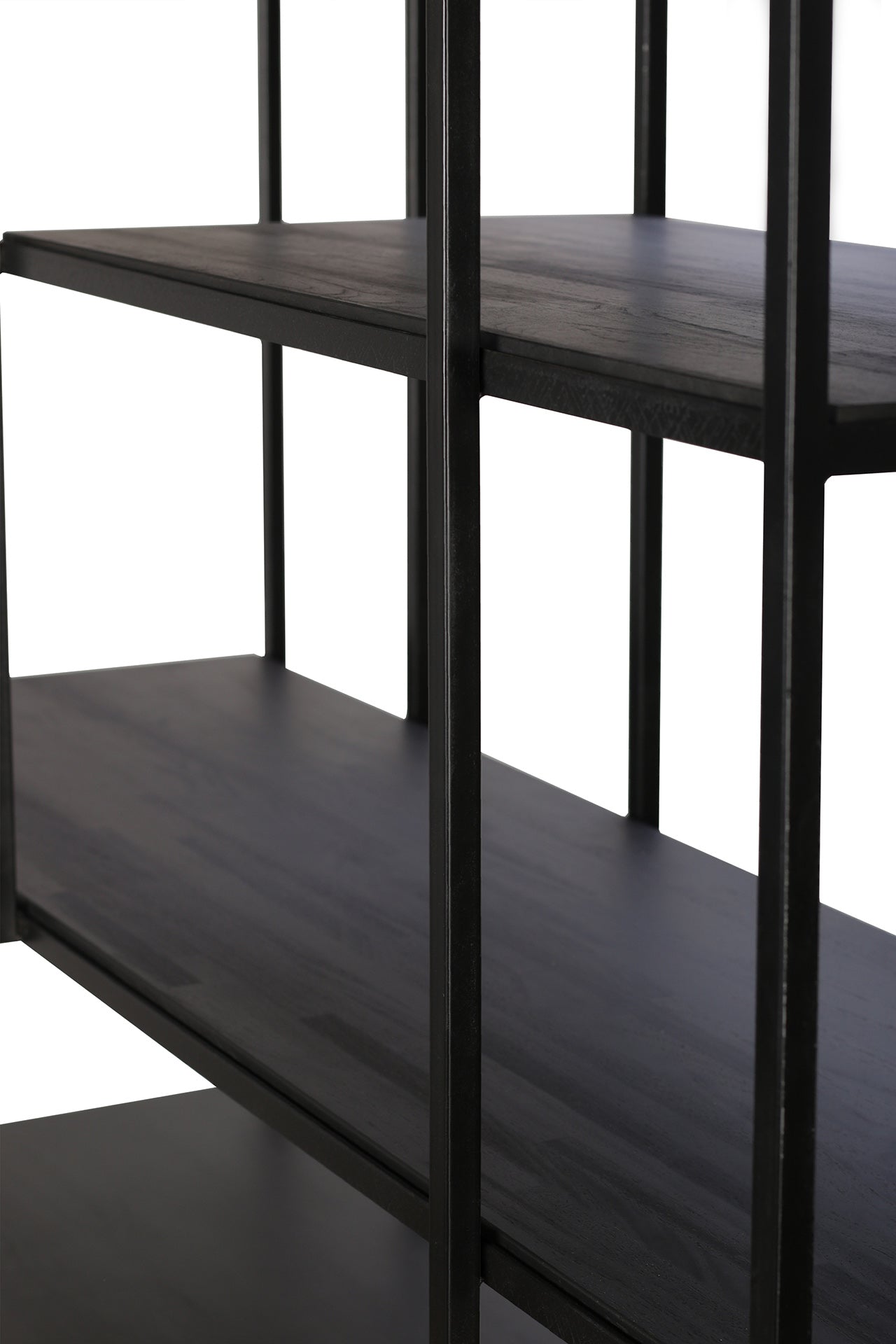Étagère artisanale en teck sculpté à 2 portes coulissantes avec présentoir et rangement pour salon ou studio