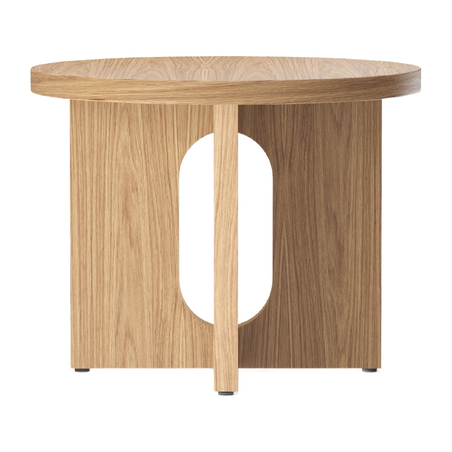 Table d'appoint ronde contemporaine en chêne Stone avec plateau en porte-à-faux et large base plate pour salon