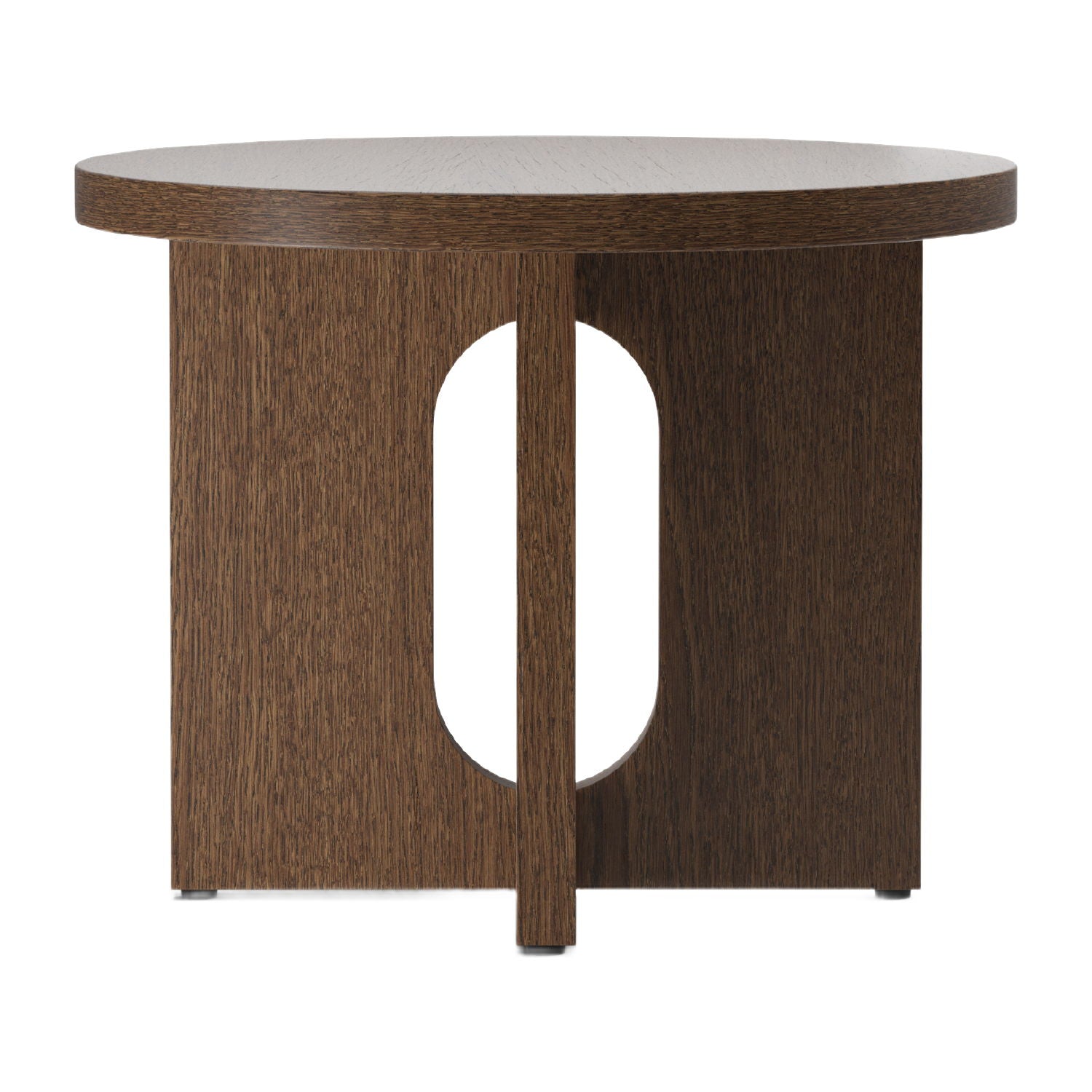 Table d'appoint ronde contemporaine en chêne Stone avec plateau en porte-à-faux et large base plate pour salon