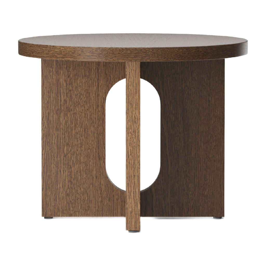 Table d'appoint ronde contemporaine en chêne Stone avec plateau en porte-à-faux et large base plate pour salon