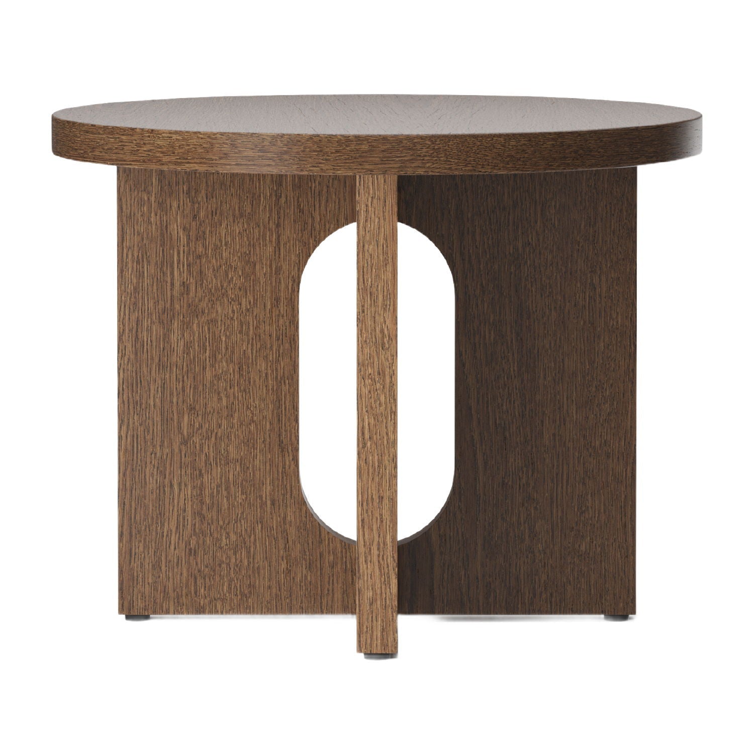 Table d'appoint ronde contemporaine en chêne Stone avec plateau en porte-à-faux et large base plate pour salon
