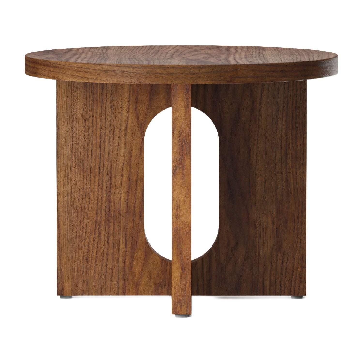 Table d'appoint ronde contemporaine en chêne Stone avec plateau en porte-à-faux et large base plate pour salon