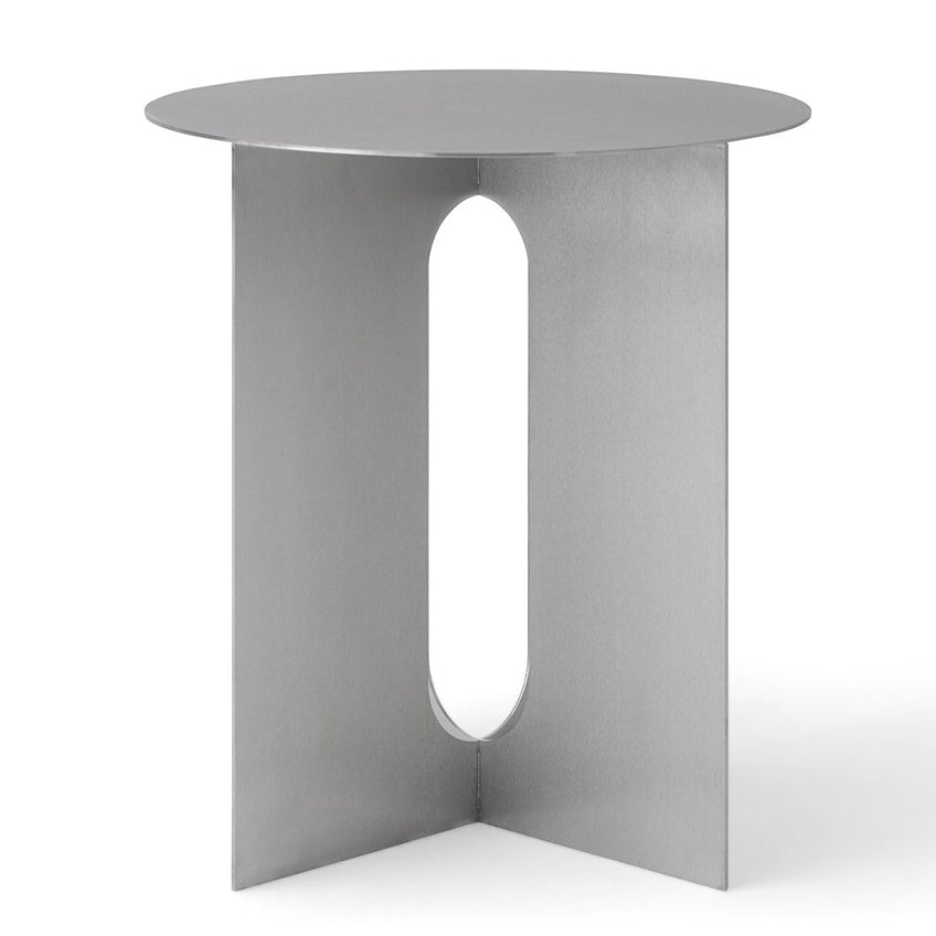 Table d'appoint minimaliste en acier inoxydable brossé avec plateau en marbre et plateaux interchangeables en pierre pour salon