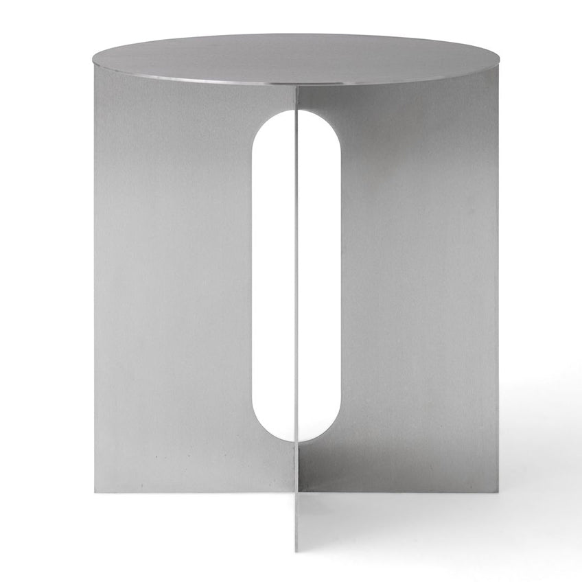 Table d'appoint minimaliste en acier inoxydable brossé avec plateau en marbre et plateaux interchangeables en pierre pour salon