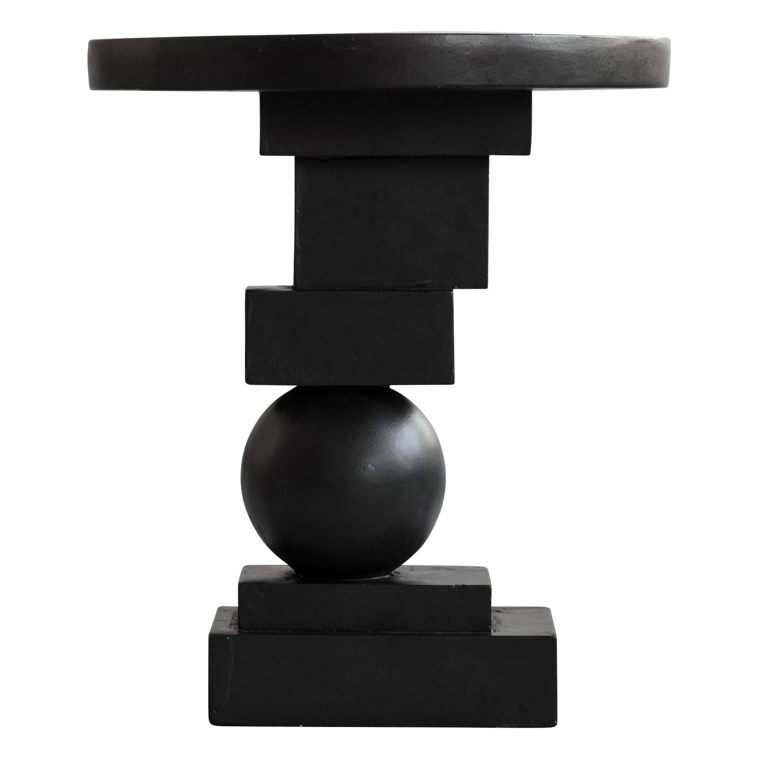 Table d'appoint sculpturale en béton fibré moulé, avec forme géométrique équilibrée et finition peinte à la main pour le salon