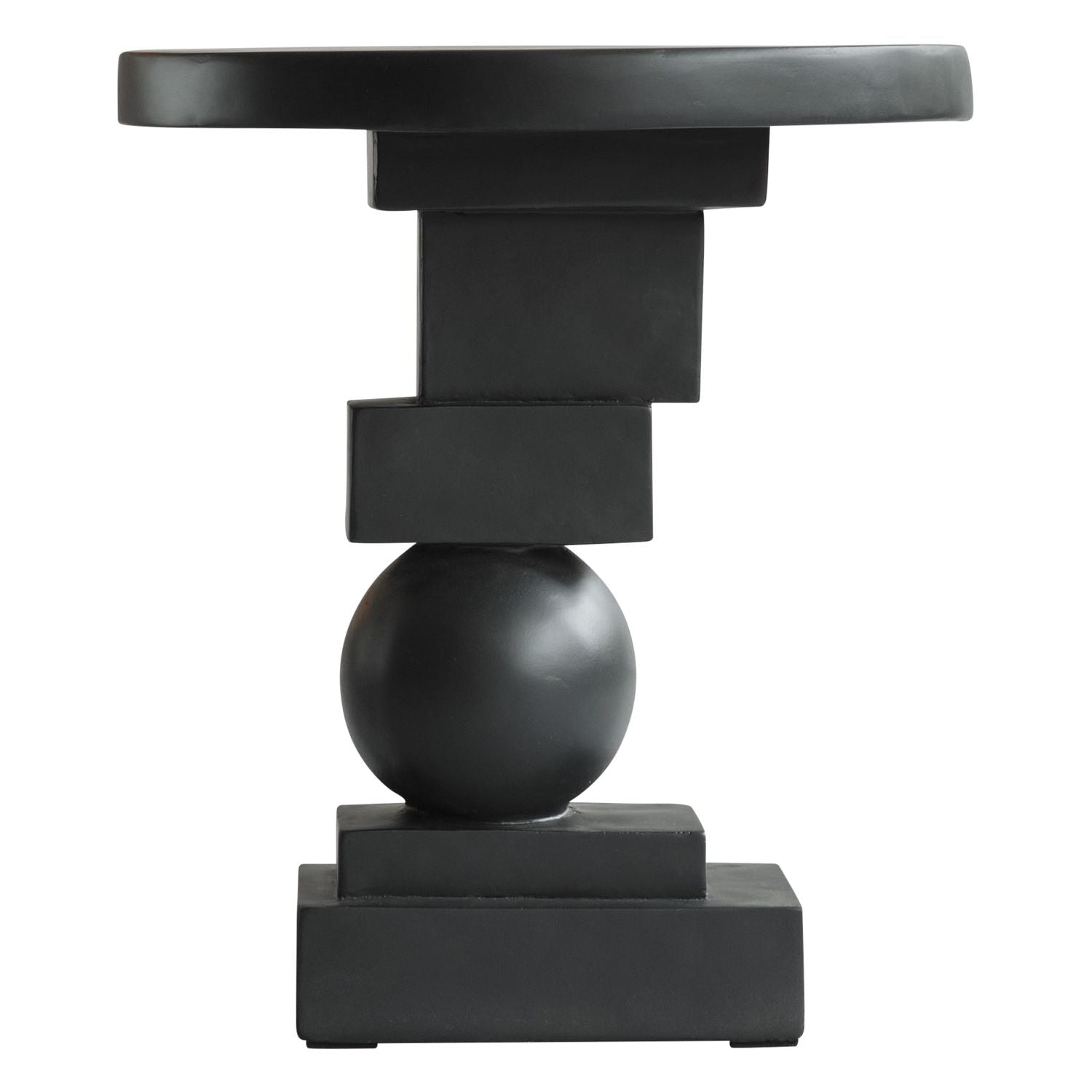 Table d'appoint sculpturale en béton fibré moulé, avec forme géométrique équilibrée et finition peinte à la main pour le salon