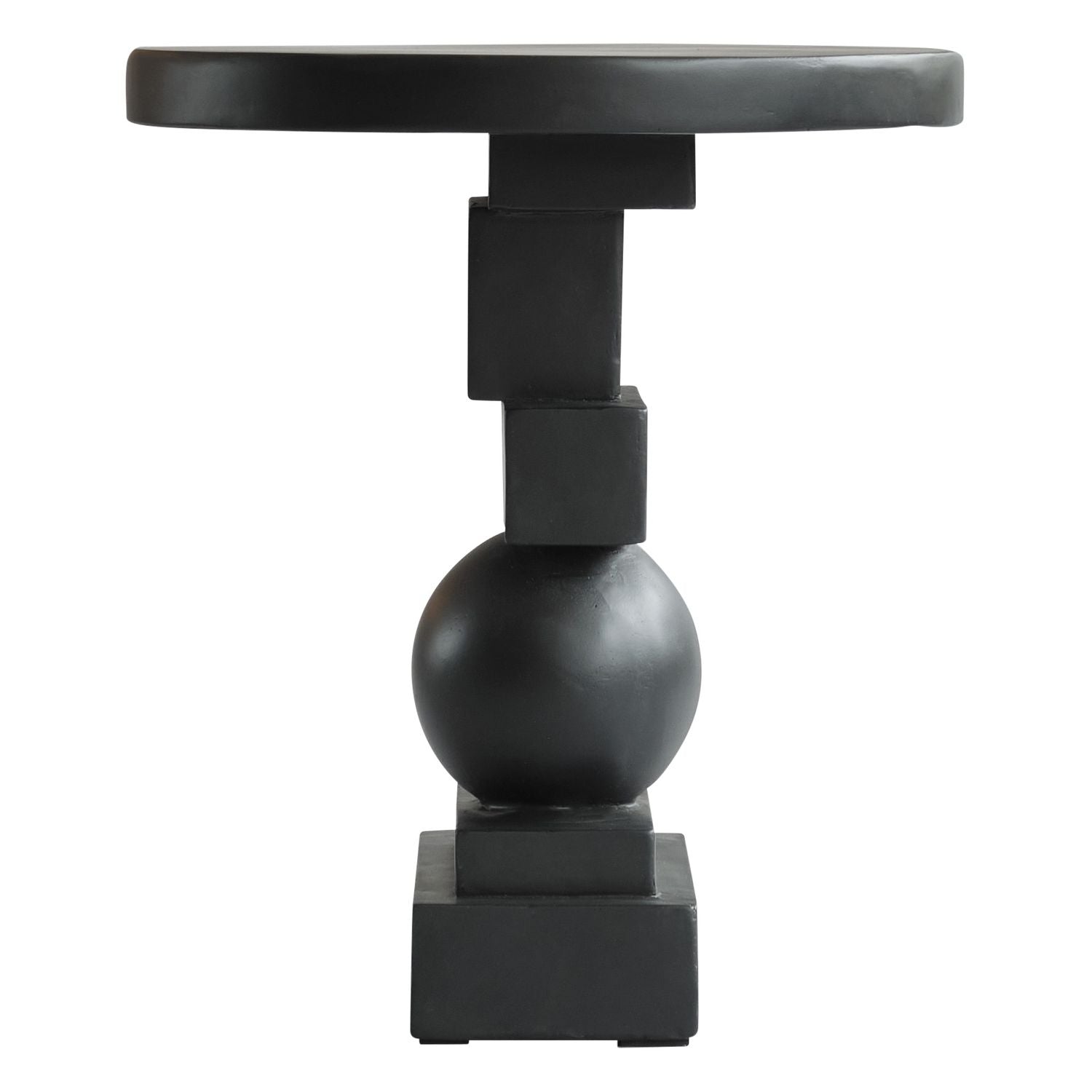 Table d'appoint sculpturale en béton fibré moulé, avec forme géométrique équilibrée et finition peinte à la main pour le salon