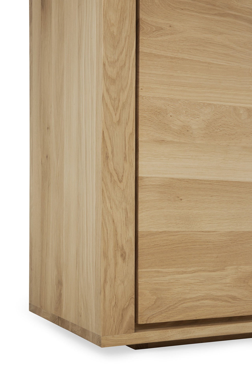 Buffet scandinave en chêne européen à 2 portes, design épuré sans poignées, pour salon ou salle à manger