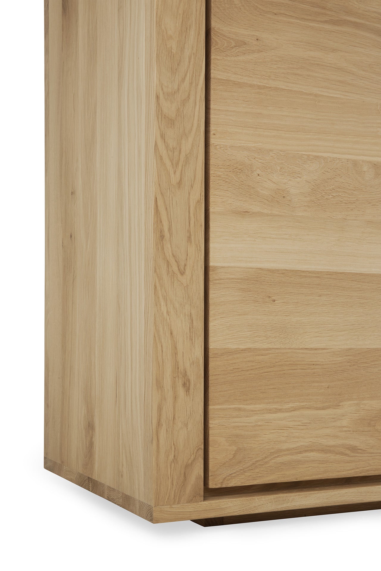 Buffet scandinave en chêne européen à 2 portes, design épuré sans poignées, pour salon ou salle à manger