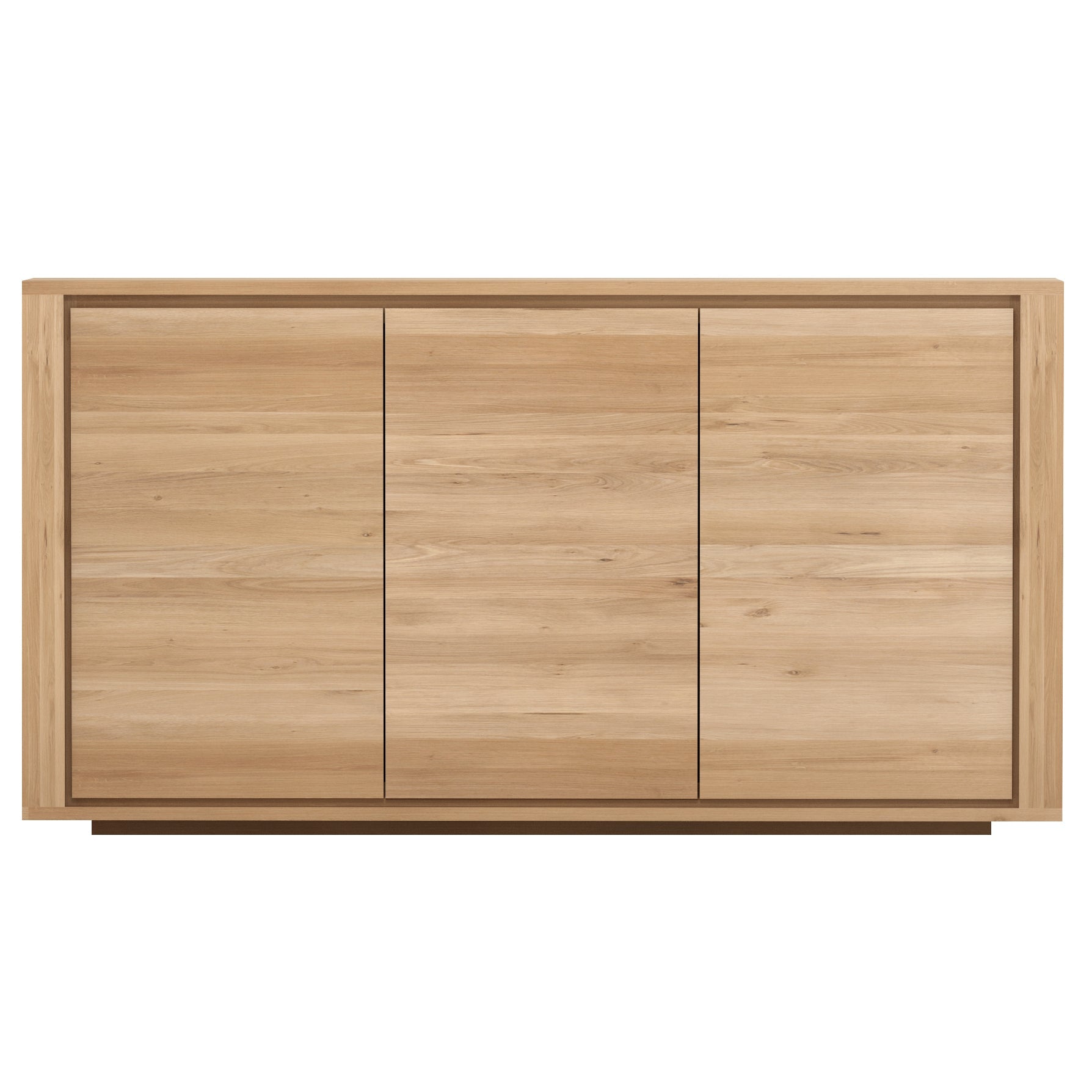 Buffet 3 portes minimaliste en chêne européen avec base flottante et lignes épurées pour salon ou salle à manger