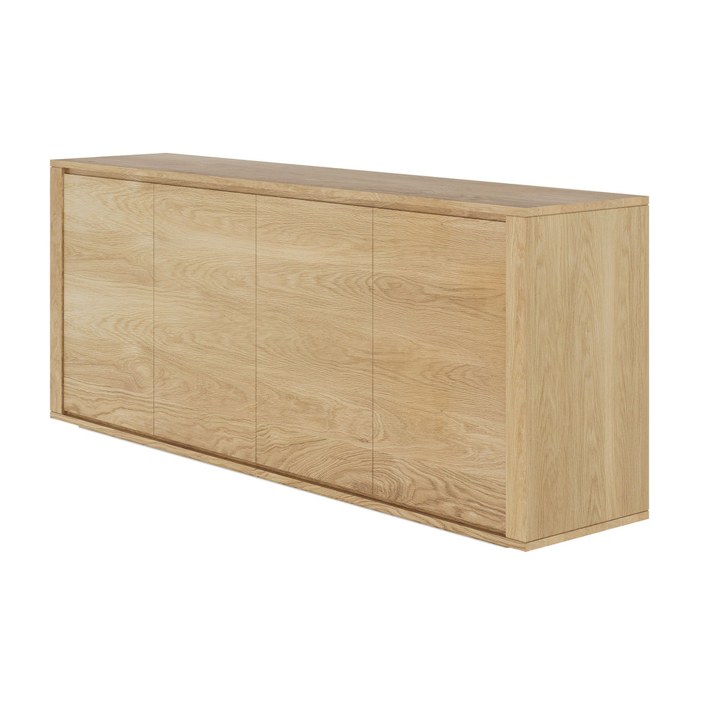 Buffet 4 portes en chêne européen minimaliste avec base flottante pour salon ou salle à manger