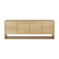 Bahut scandinave en chêne massif 4 portes avec bords biseautés pour salon ou chambre à coucher