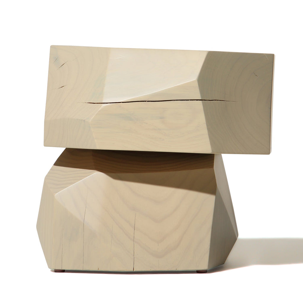 Table d'appoint cylindrique minimaliste en pin blanc craie avec finition bois naturel mat blanc pour chambre ou salon