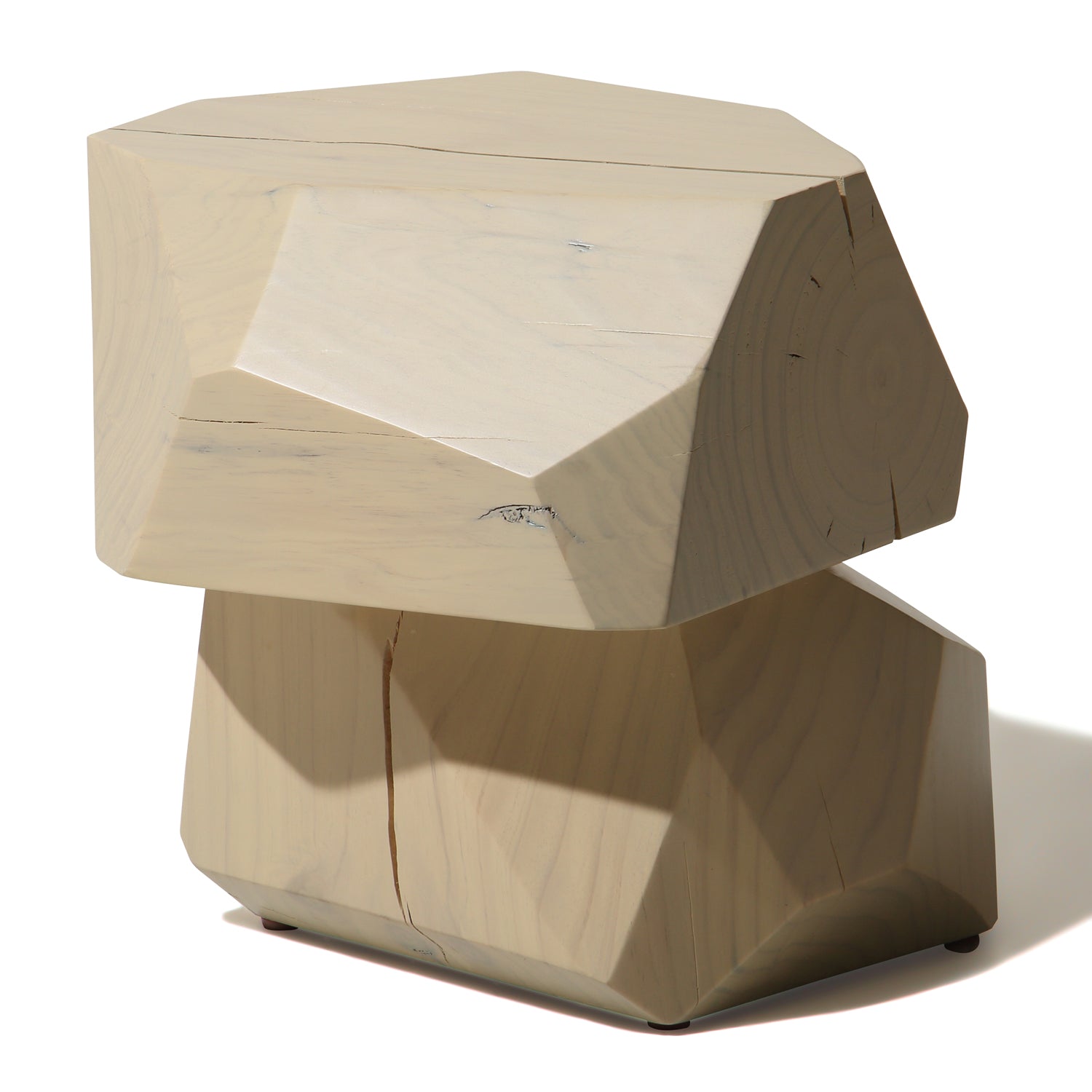 Table d'appoint cylindrique minimaliste en pin blanc craie avec finition bois naturel mat blanc pour chambre ou salon