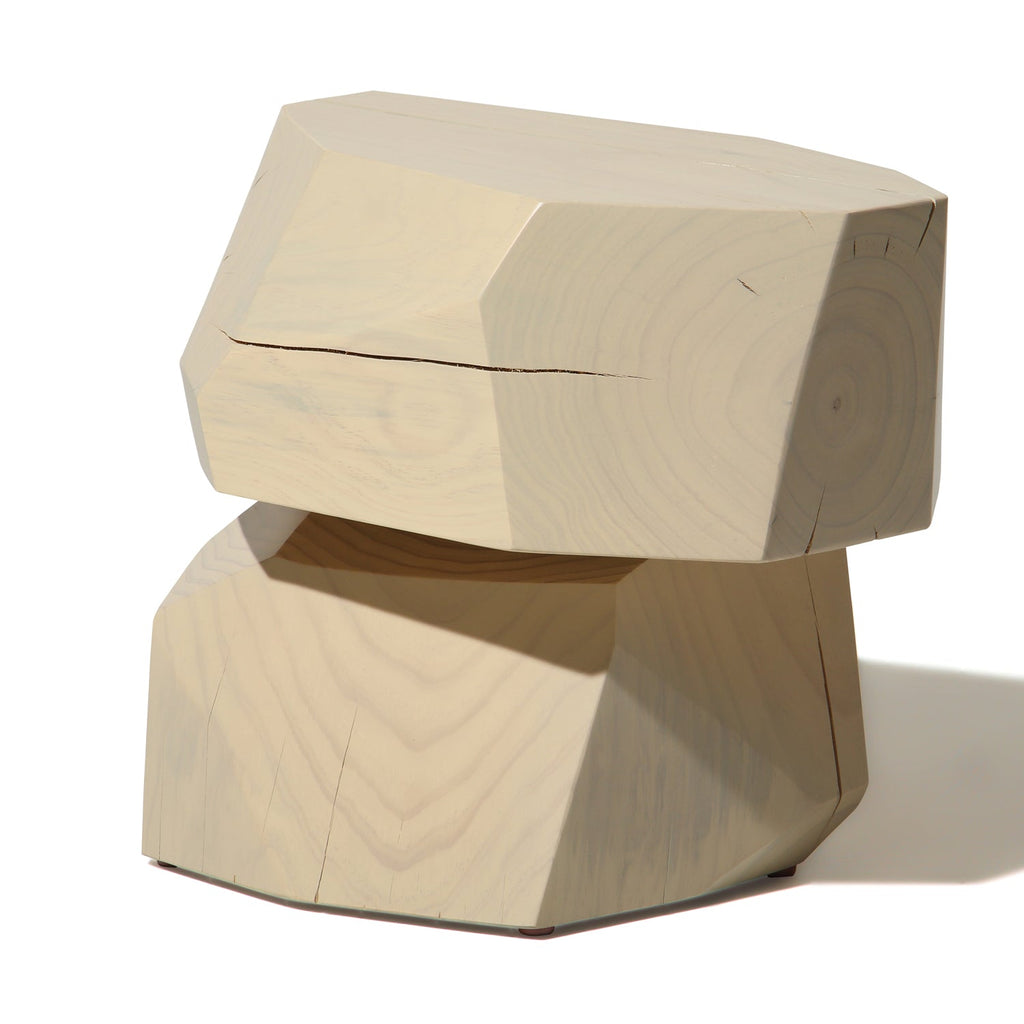 Table d'appoint cylindrique minimaliste en pin blanc craie avec finition bois naturel mat blanc pour chambre ou salon