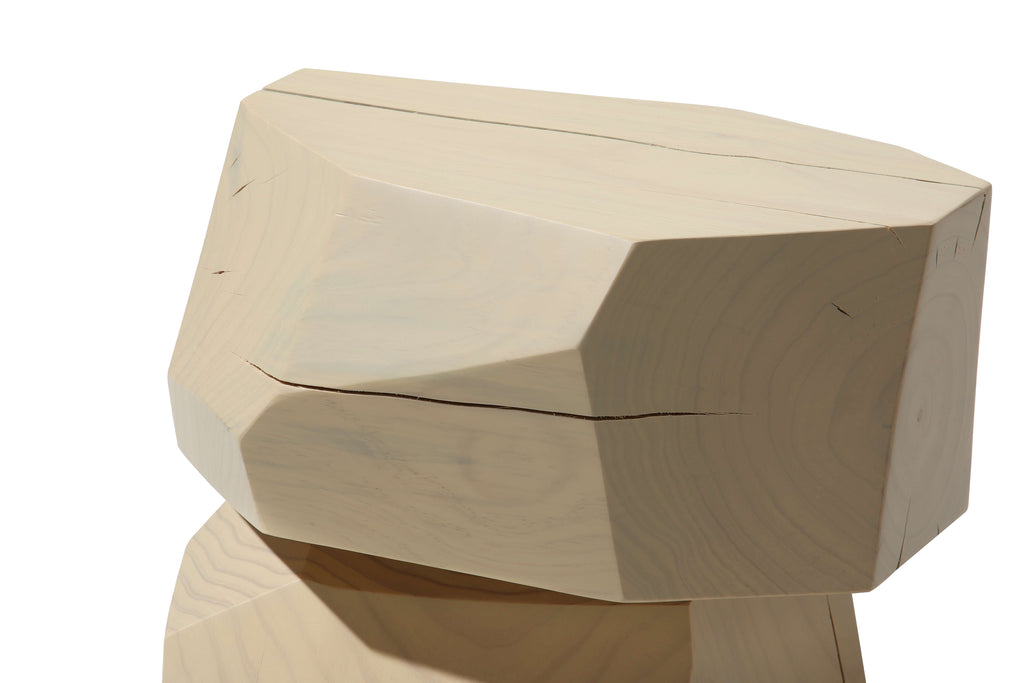 Table d'appoint cylindrique minimaliste en pin blanc craie avec finition bois naturel mat blanc pour chambre ou salon