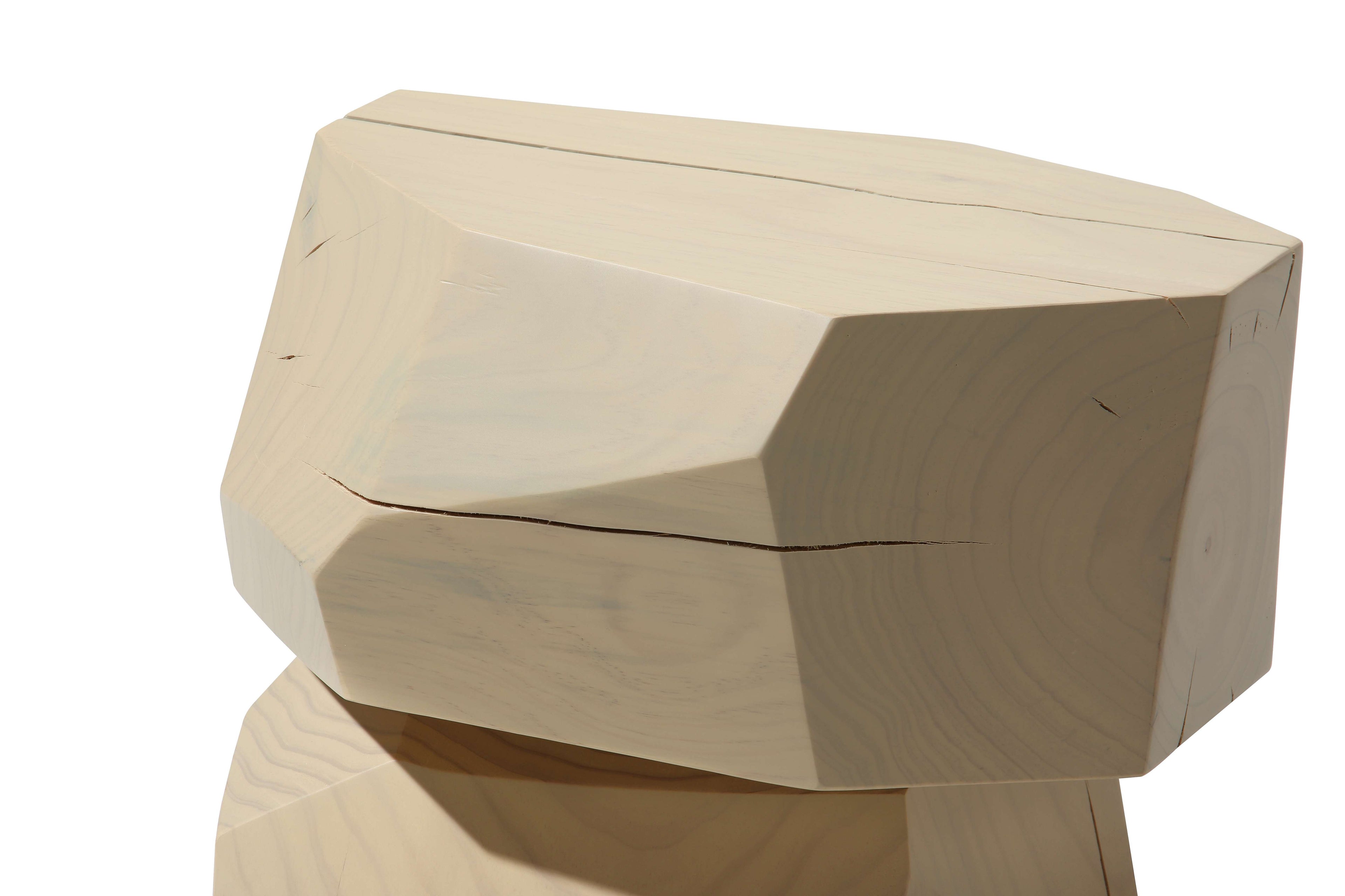 Table d'appoint cylindrique minimaliste en pin blanc craie avec finition bois naturel mat blanc pour chambre ou salon