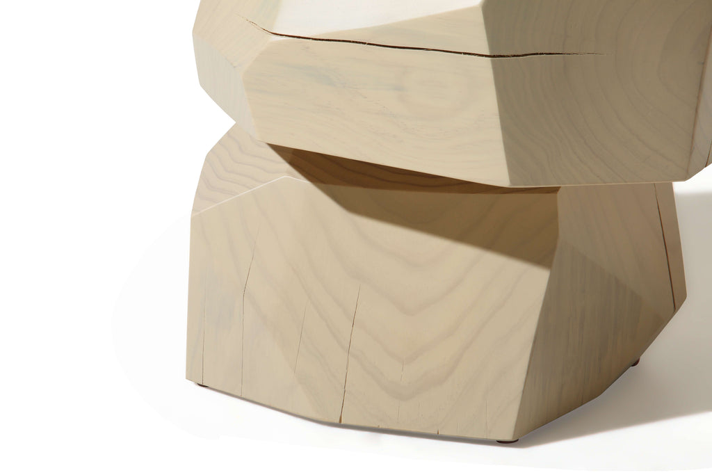 Table d'appoint cylindrique minimaliste en pin blanc craie avec finition bois naturel mat blanc pour chambre ou salon