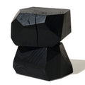 Table d'appoint ronde en pin sablé moderne avec finition en bois naturel noir mat pour chambre ou salon