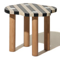 Table d'appoint contemporaine en bois d'hévéa avec accent en acier inoxydable pour salon ou chambre à coucher