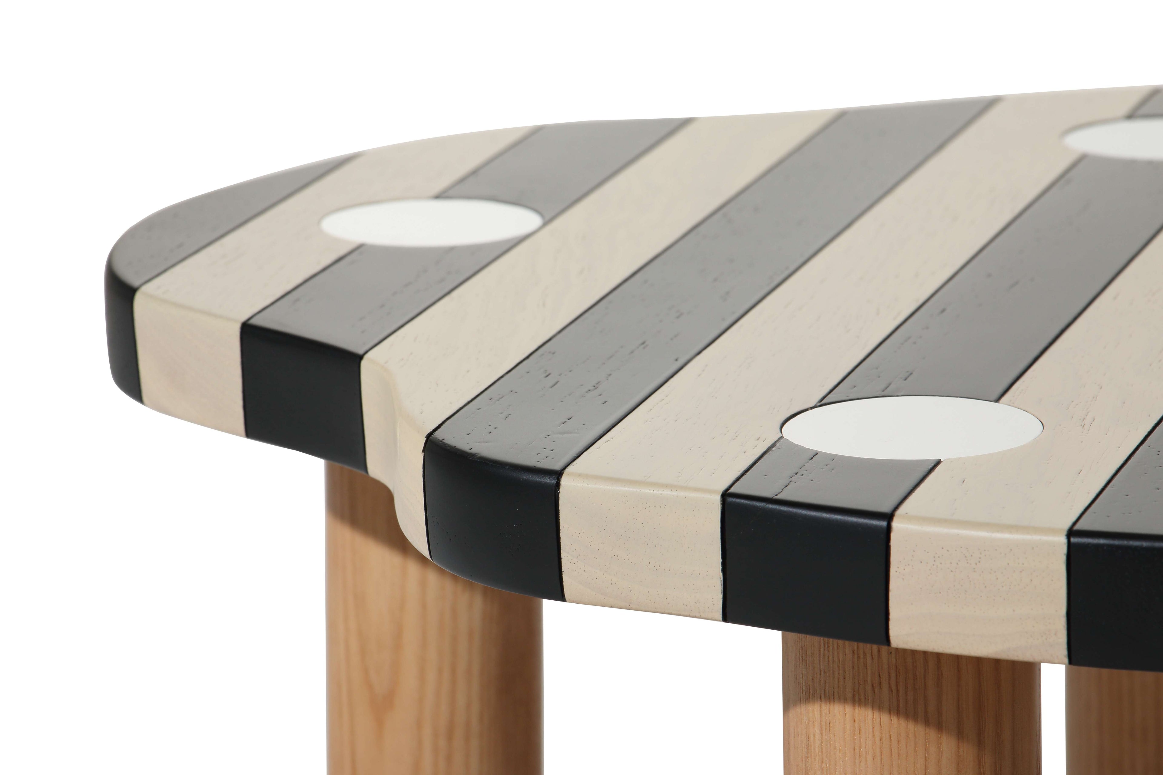 Table d'appoint contemporaine en bois d'hévéa avec accent en acier inoxydable pour salon ou chambre à coucher