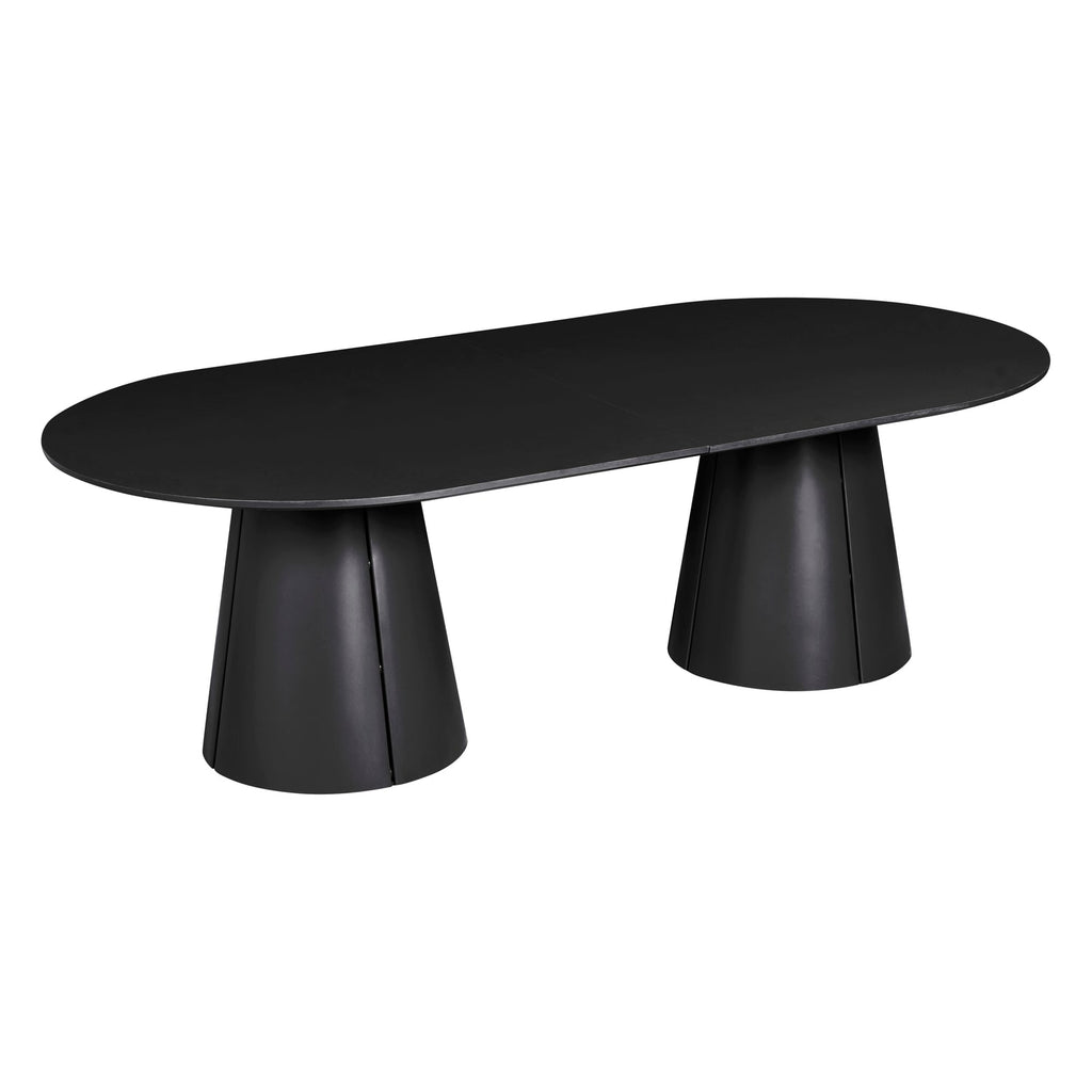 Table de salle à manger ou de conférence rectangulaire en stratifié d'acier contemporain avec piètement conique et prises électriques en option