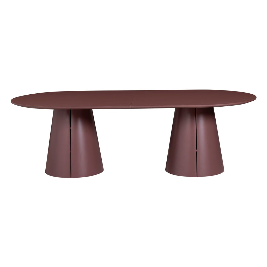 Table de salle à manger ou de conférence rectangulaire en stratifié d'acier contemporain avec piètement conique et prises électriques en option