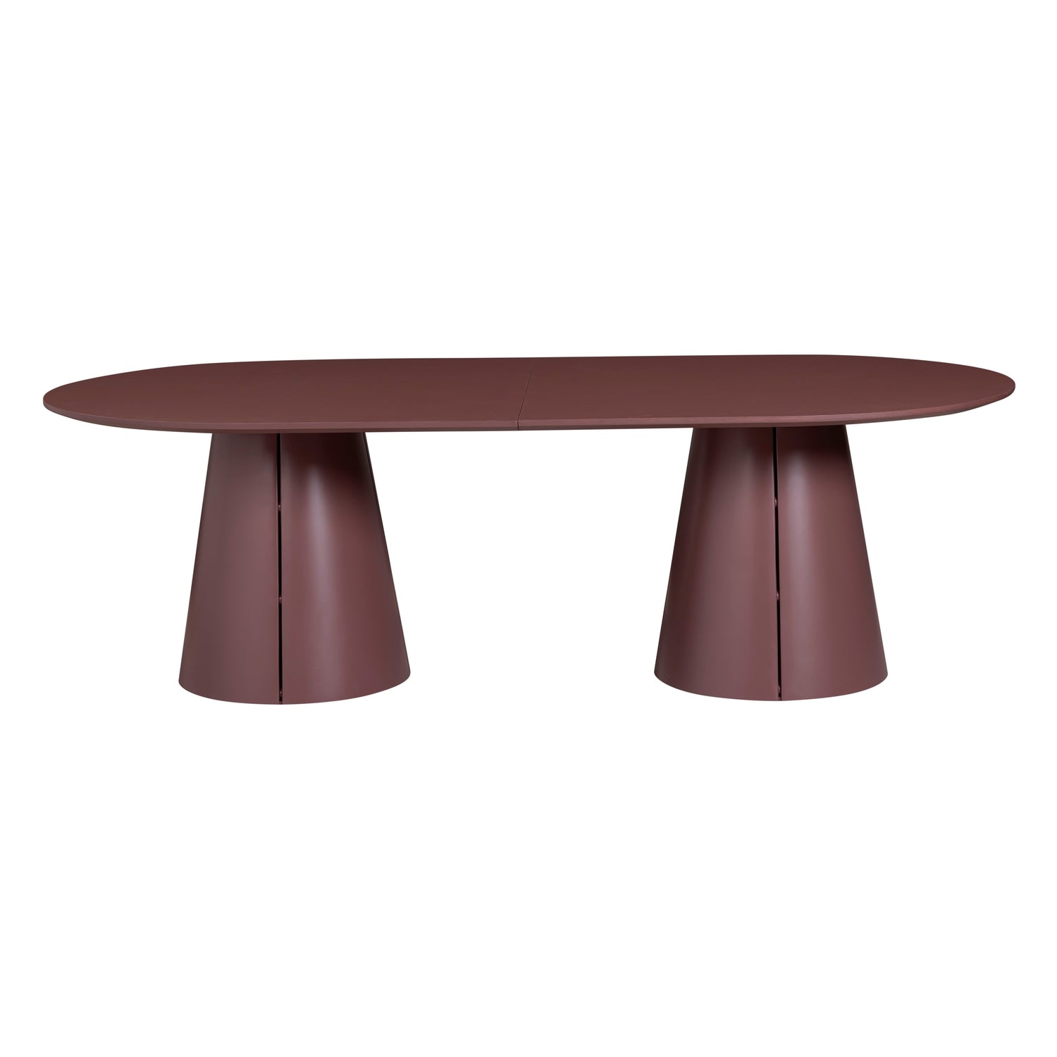 Table de salle à manger ou de conférence rectangulaire en stratifié d'acier contemporain avec piètement conique et prises électriques en option