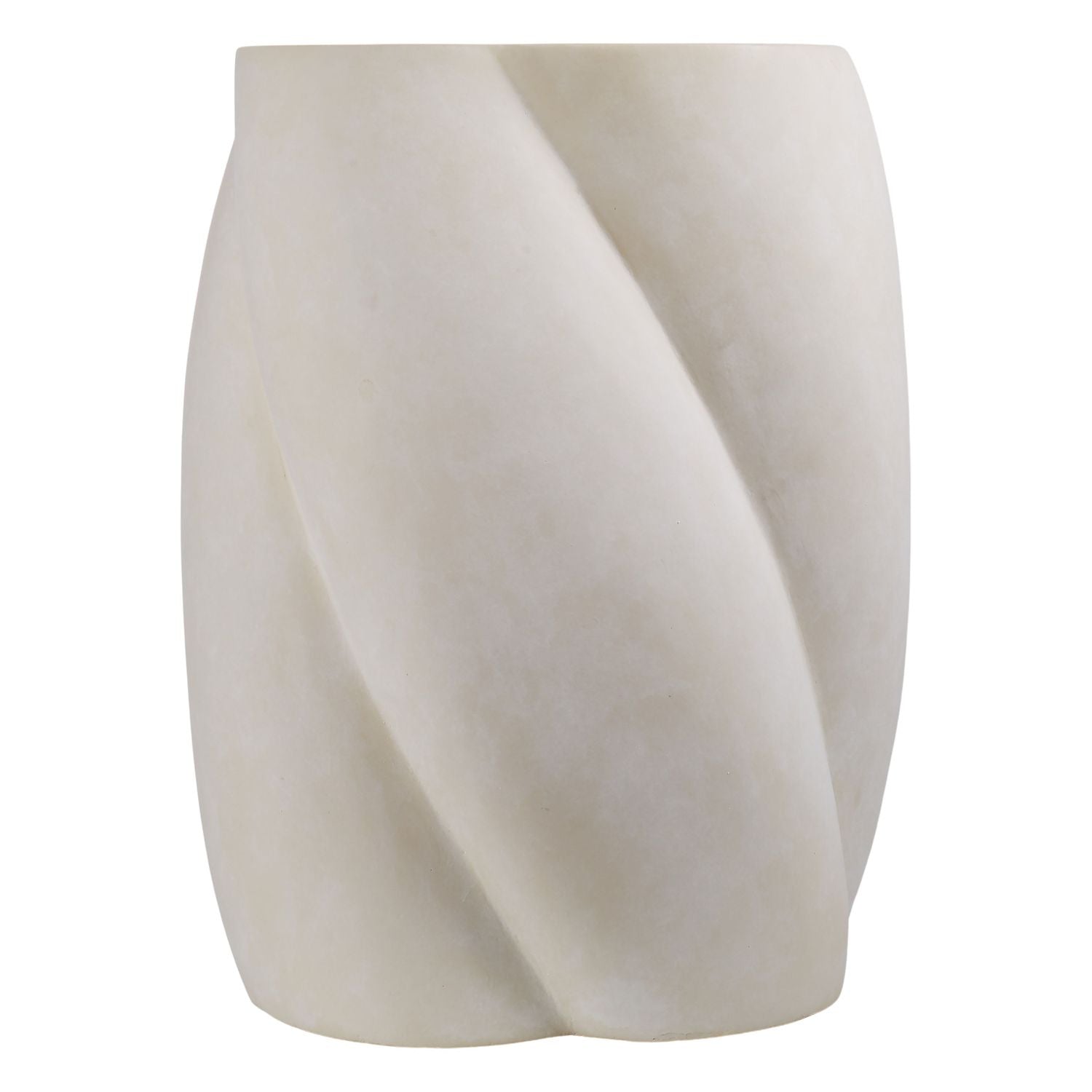 Table d'appoint en fibrociment organique avec silhouette tourbillonnante blanc délavé pour chambre ou salon
