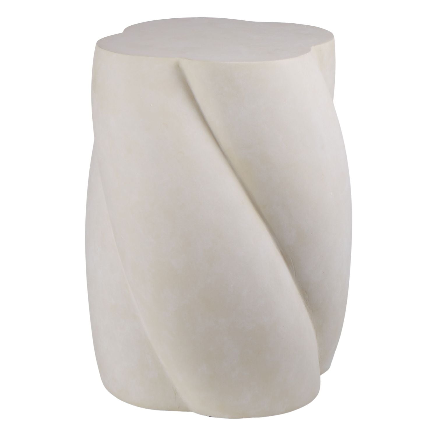 Table d'appoint en fibrociment organique avec silhouette tourbillonnante blanc délavé pour chambre ou salon