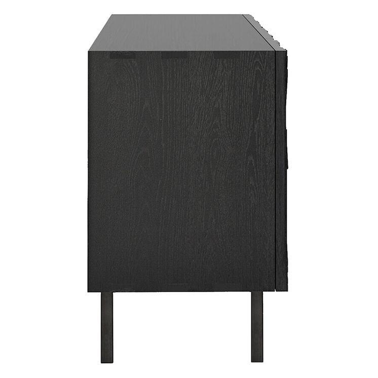 Buffet en teck géométrique à 3 portes avec motif triangulaire superposé pour salon ou salle à manger