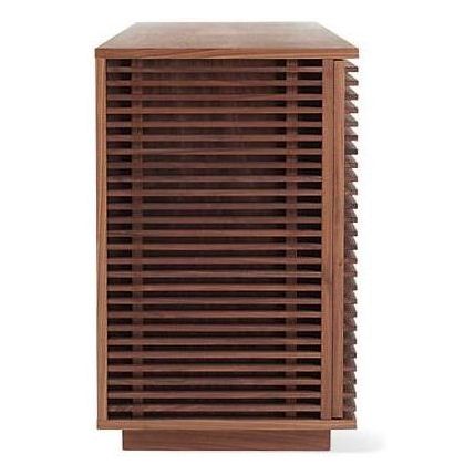 Bahut contemporain en bois massif à 4 portes avec lattes horizontales pour salon ou salle à manger