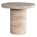Table d'appoint carrée contemporaine en travertin avec texture en pierre naturelle pour salon ou chambre à coucher
